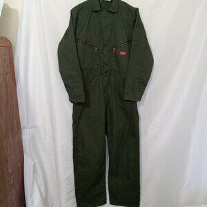 Vintage Dickies Coveralls Mens 38R Green Work Mechanic Utility Jumpsuit Y2K USA